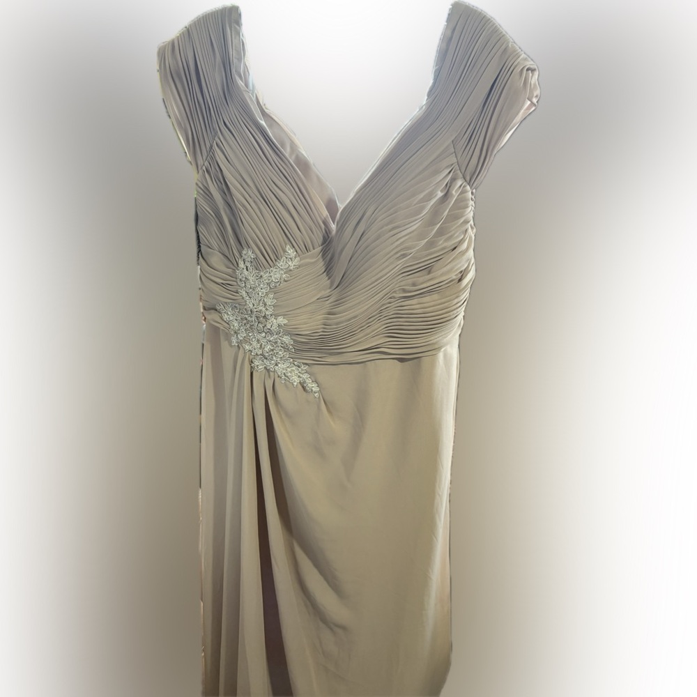Christina Wu Asymmetrical Beige Dress